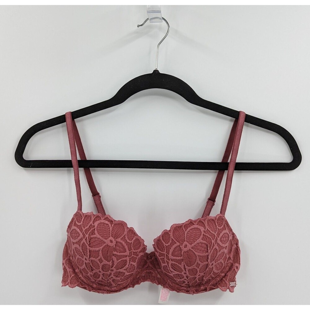 Victoria's Secret PINK Bra Women's 32B Mauve Pink Lace Date Push Up